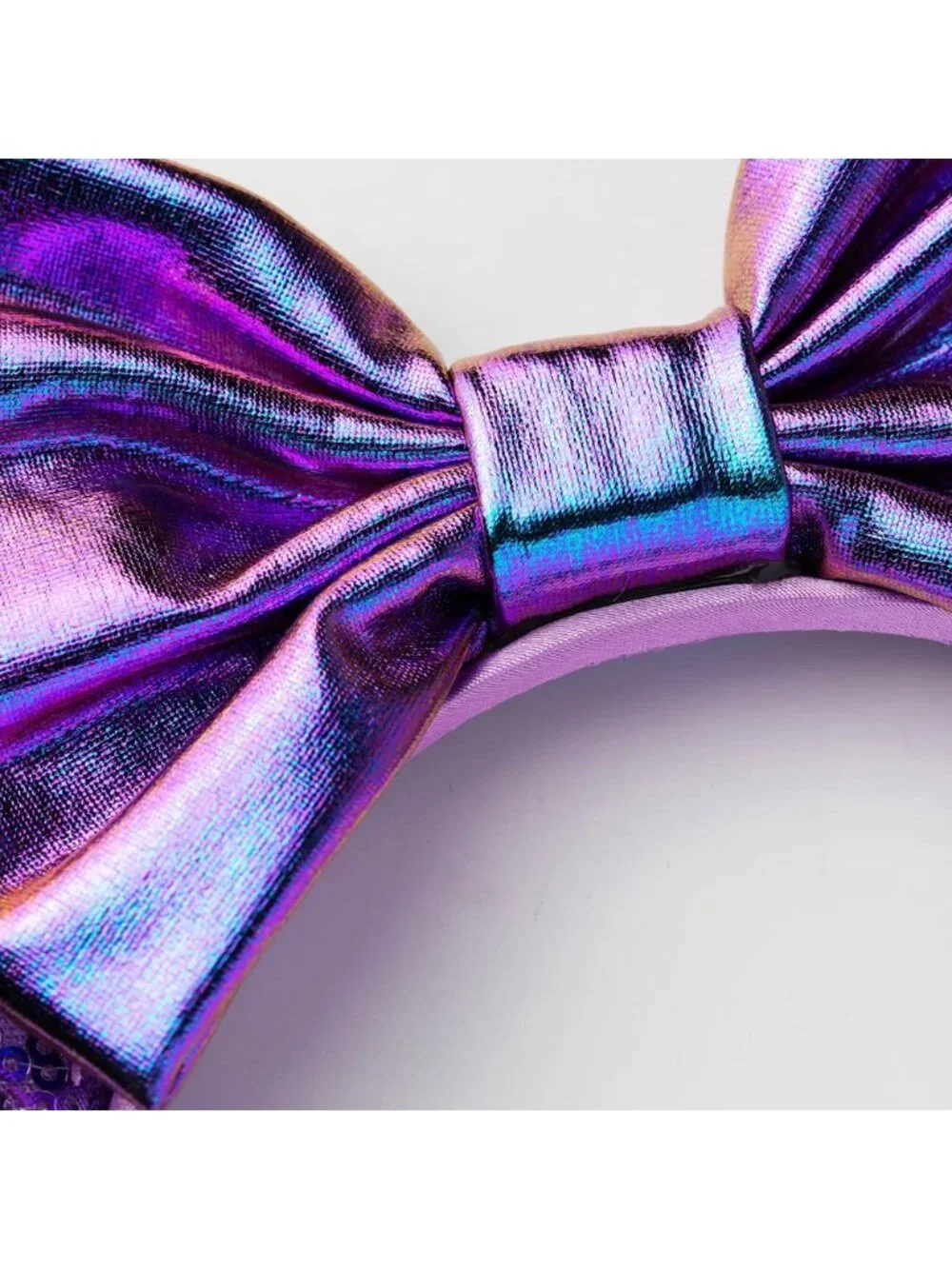 Women Purple Shiny Bow Mickey Mouse Hair Headband For Cosplay